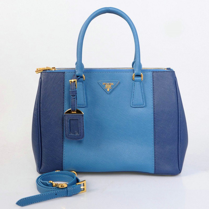 2014 Prada saffiano calfskin 33cm tote BN2274 light blue&dark blue